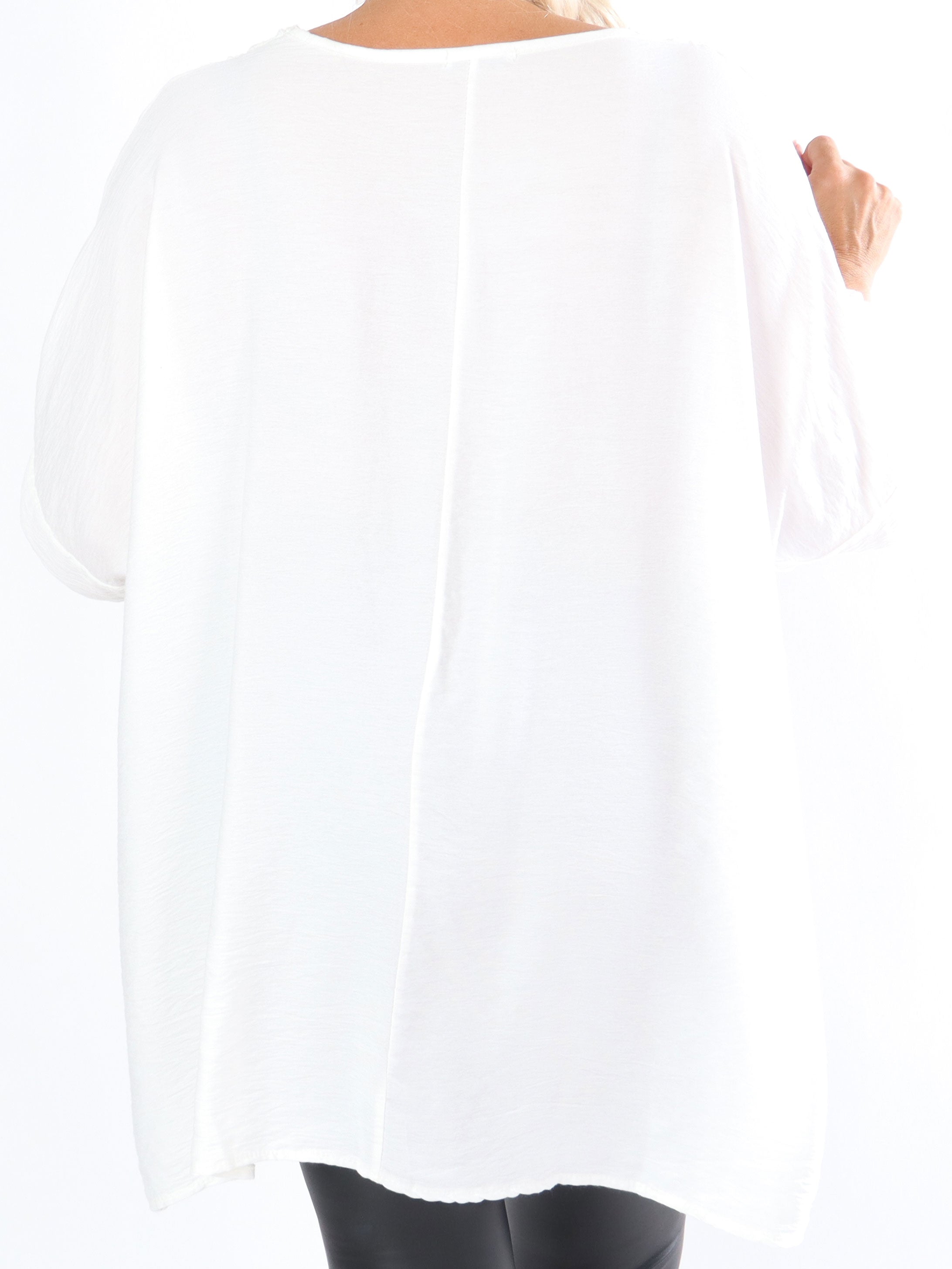 Elina - Plus size tunika med paljetter och broderier - White